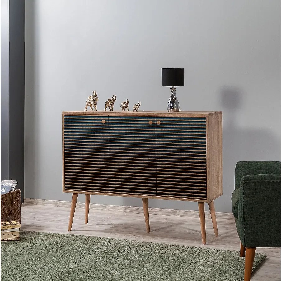 Nowoczesna komoda – 120 x 90 x 36 cm – Dąb Sonoma – 100% melamina