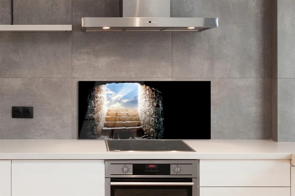 Panel szklany do Kuchni Schody w Blasku Słońca