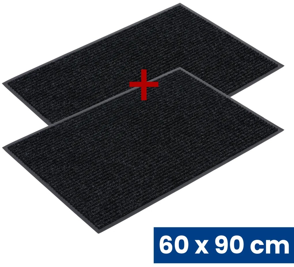Trwała mata wejściowa z PVC 1+1 GRATIS, dywanowa, 60 x 90 cm, czarna