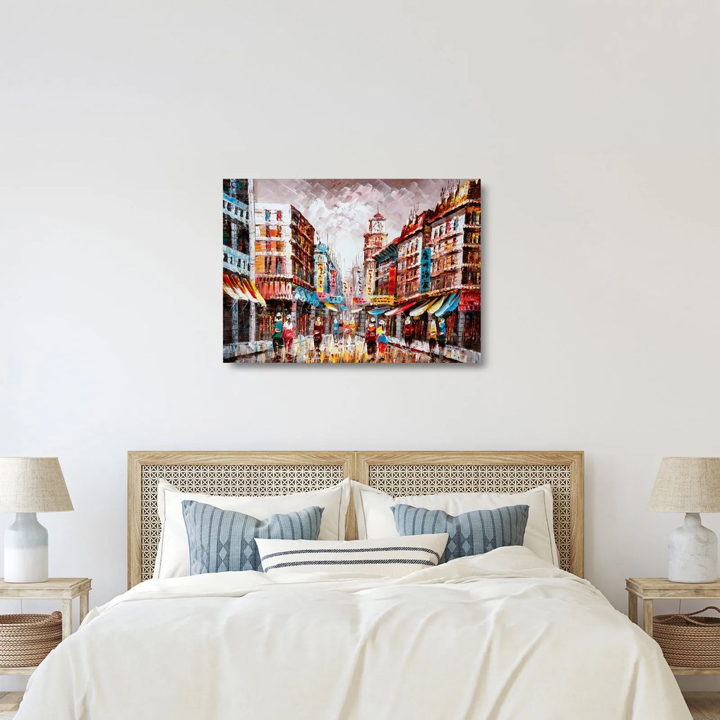 Obraz na szkle - Hong Kong, obraz olejny (70x50 cm)
