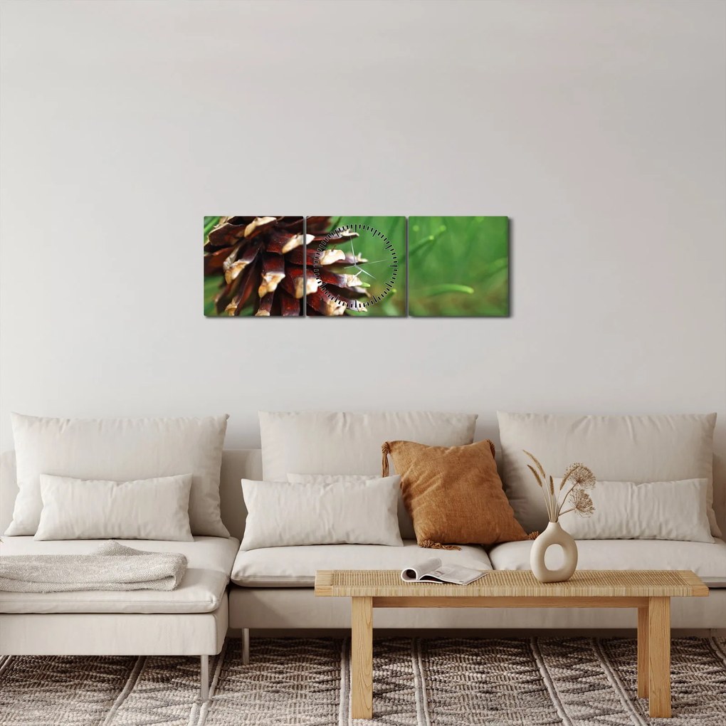 Obraz szyszki (z zegarem) (90x30 cm)