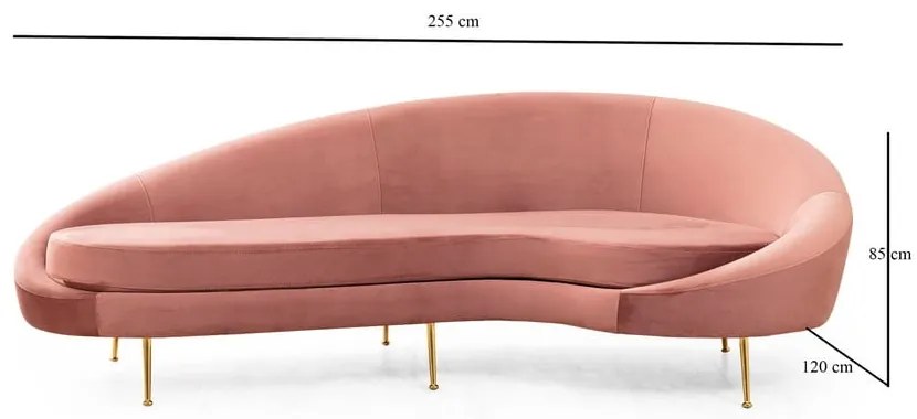 Jasnoróżowa sofa 255 cm Eses – Artie