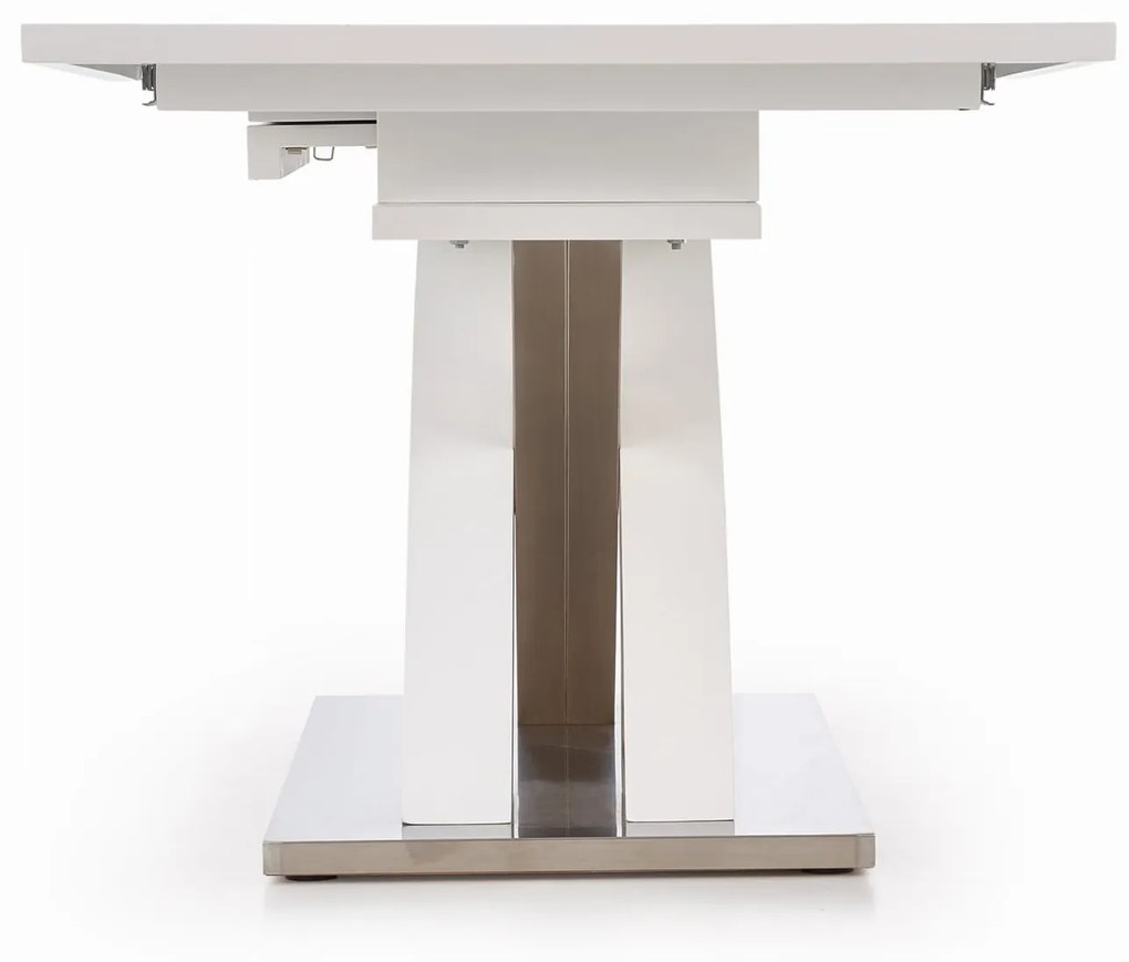 SANDOR stół rozkładany 160-200/90/77 MDF biały lakierowany, wysoki połysk, glamour