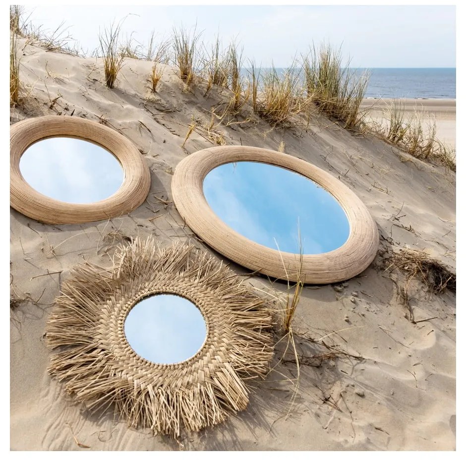 Lustro ścienne z rattanową ramą ø 109,5 cm Piedre – Light & Living