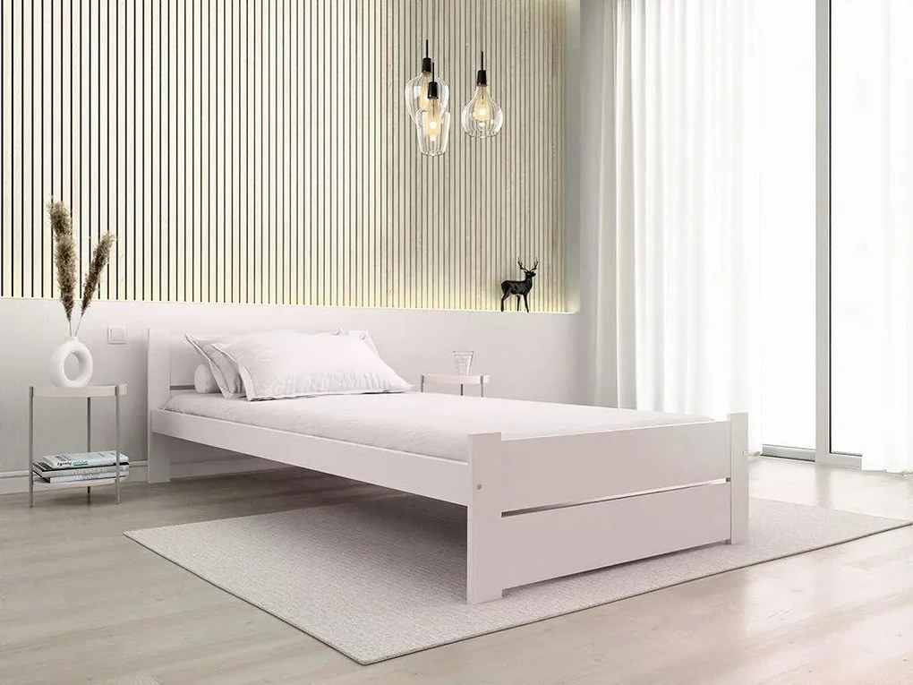 Łóżko IKAROS DOUBLE 80 x 200 cm, białe Stelaż: Ze stelażem listwowym rolowanym, Materac: Materac Deluxe 10 cm