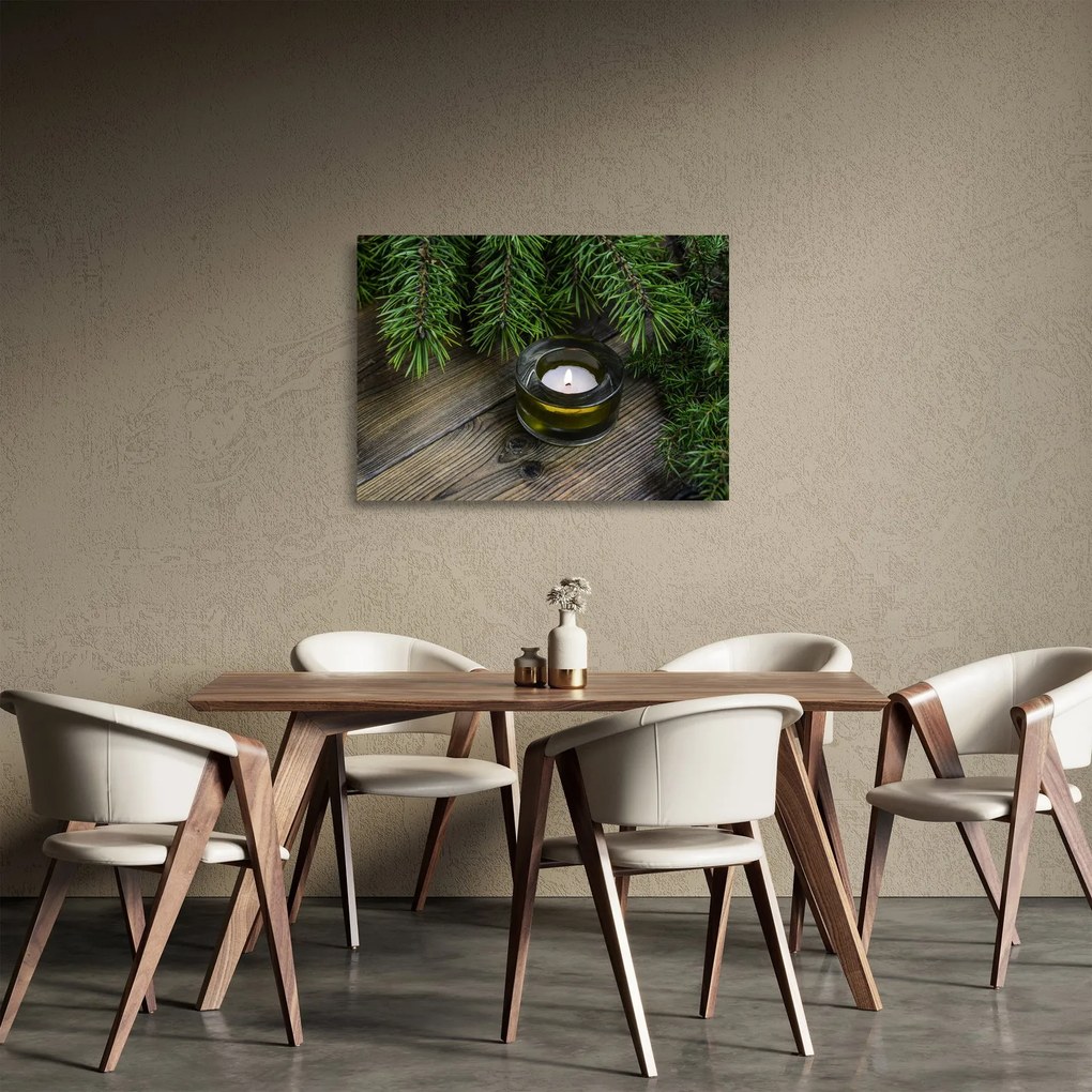 Obraz na szkle - świeca bożonarodzeniowa (70x50 cm)
