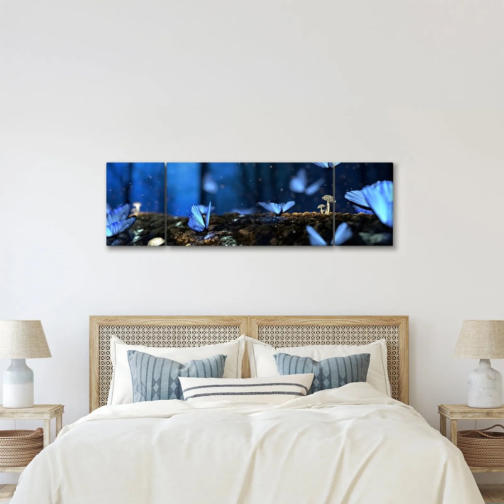 Obraz niebieskich motyli (170x50 cm)