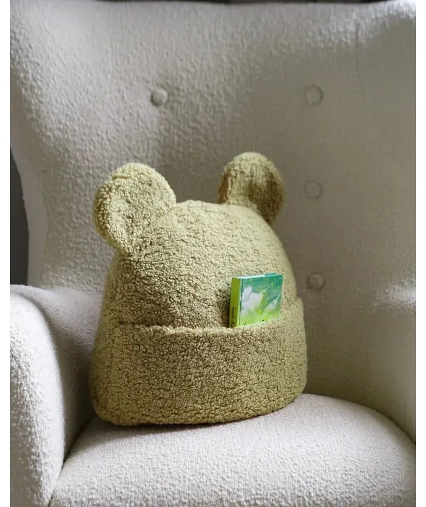 Zielona poduszka na sofę dziecięcą z materiału bouclé Teddy Pouch – Wigiwama