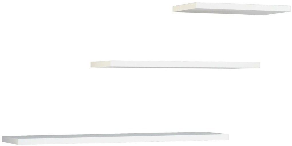 Biały zestaw 3 minimalistycznych półek ściennych - Miltos