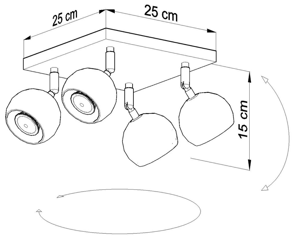 Regulowany plafon kwadratowy E811-Oculars - czarny