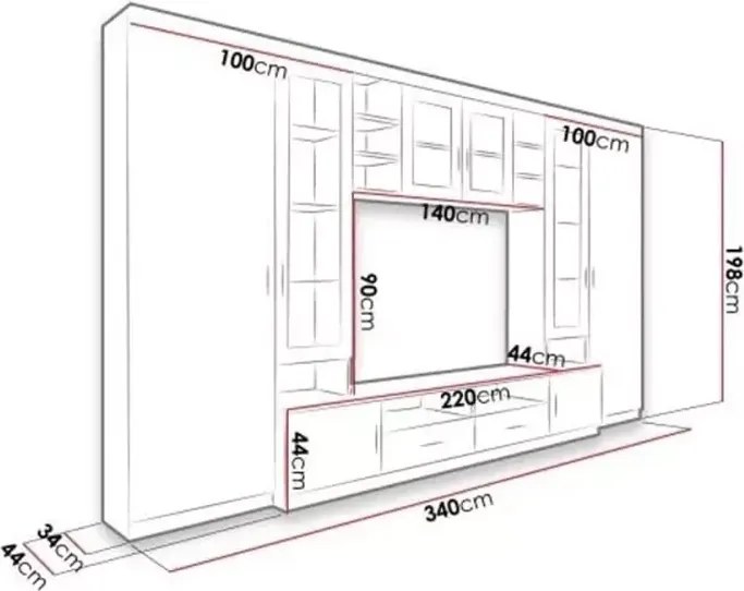 Elegancka meblościanka Pari w kolorze Grafit+Sonoma do salonu