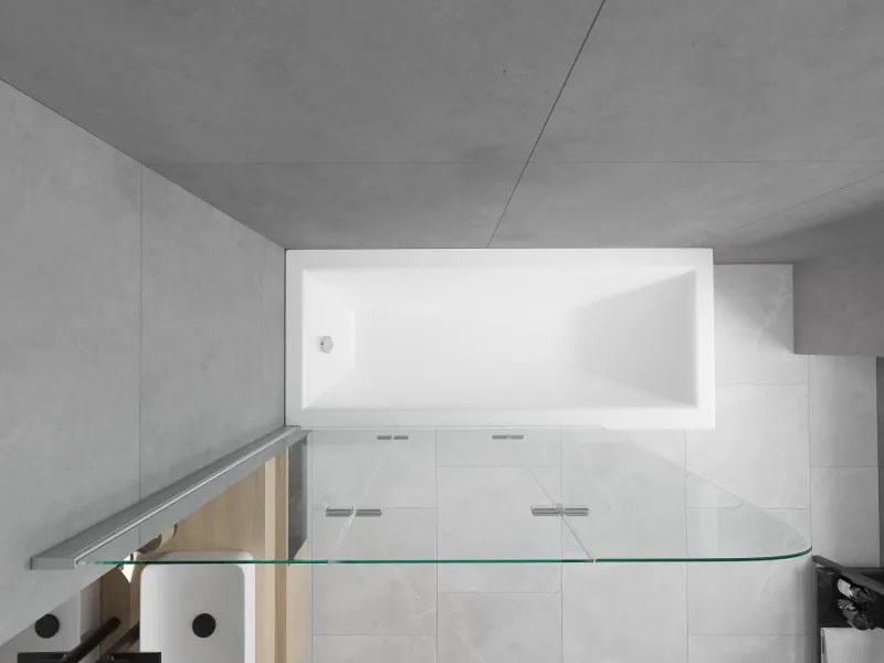 Mexen Cubik wanna prostokątna 170 x 70 cm z obudową i parawanem 3-skrzydłowym 120 cm, transparent, chrom - 550317070X9012030100