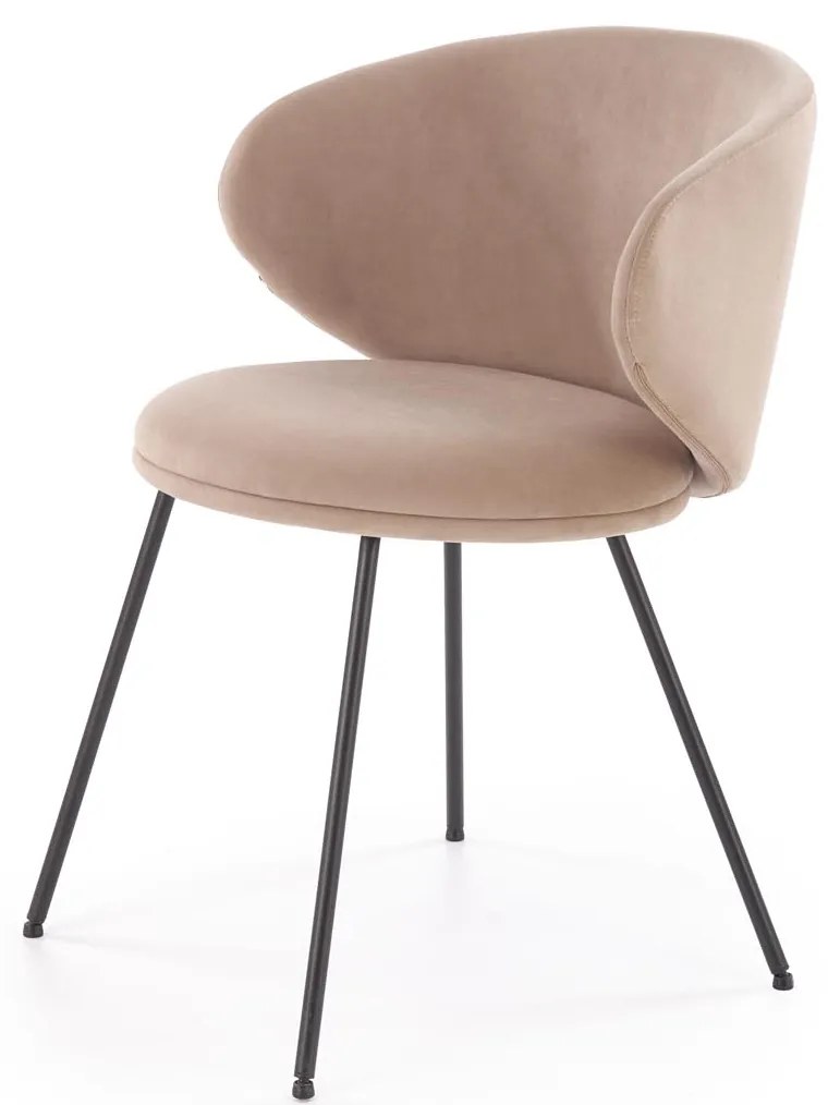 Krzesło do jadalni tapicerowane beżowy mat welur K587