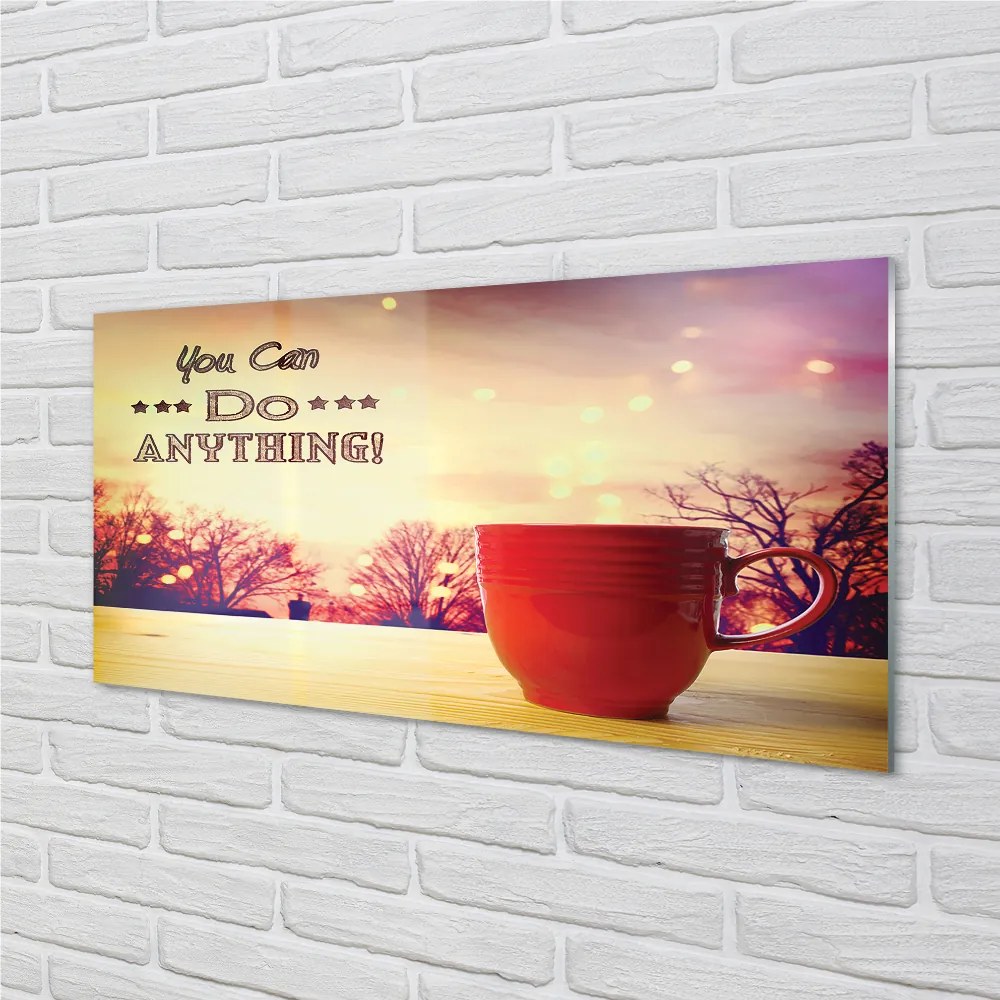 Szklany Panel Napis na Jesiennym Kubku