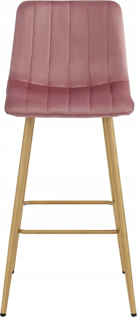 Stołek barowy POZZA VELVET, różowy
