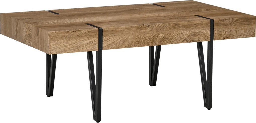 HOMCOM stolik kawowy w stylu przemysłowym z naturalnym drewnem i metalową konstrukcją czarny + brąz idealny do salonu | Aosom PL