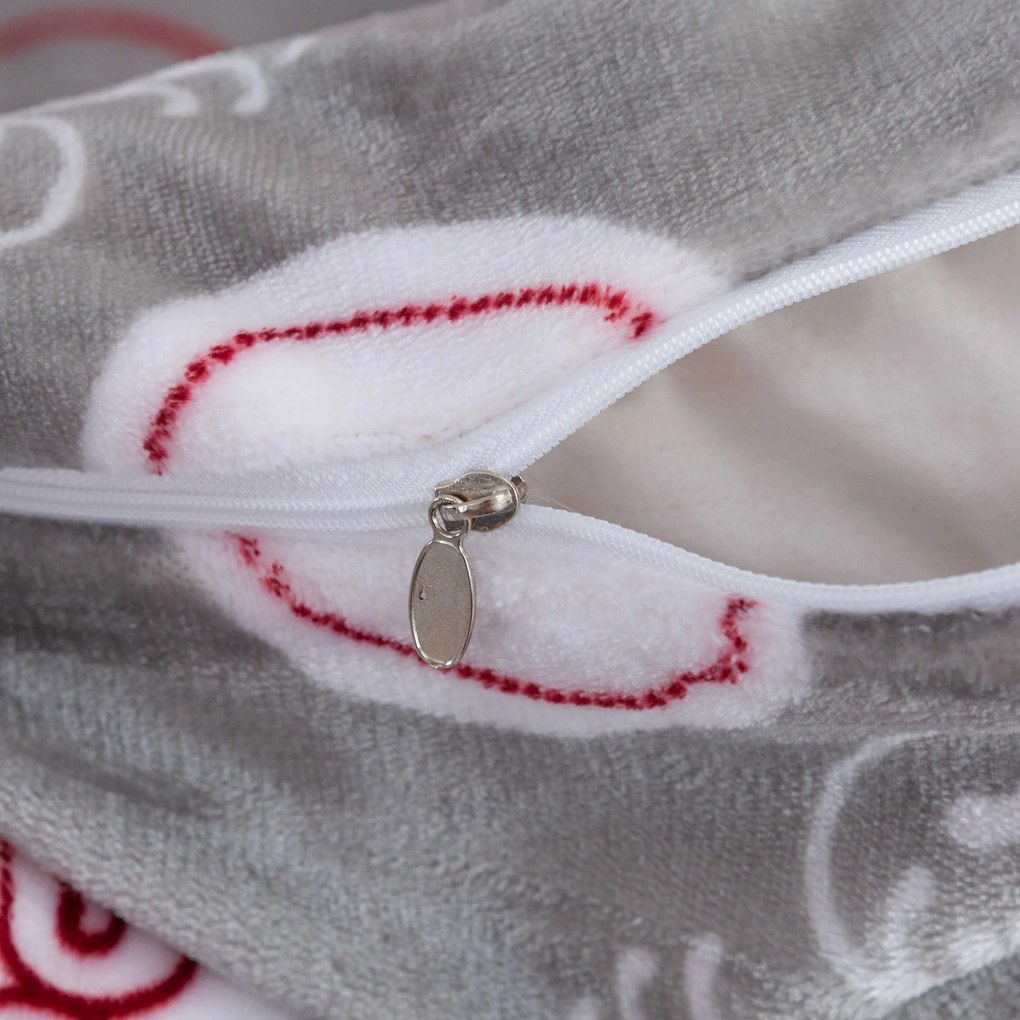 PrzytulneMieszkanie.pl PrzytulneMieszkanie.pl Pościel z mikropluszu CHRISTMAS HEART szara Rozmiar pościeli: 70 x 90 cm | 140 x 200 cm