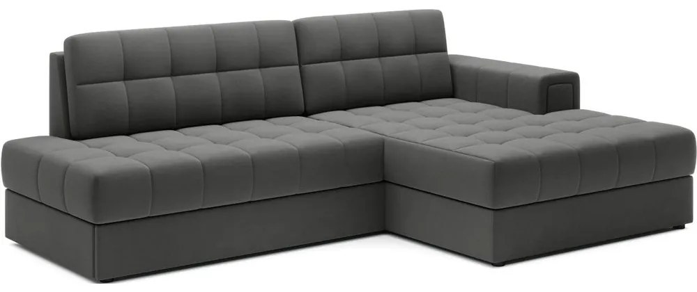 Szarobrązowy aksamitny rozkładany narożnik (prawostronny/z szezlongiem) Blezalt – ELTAP