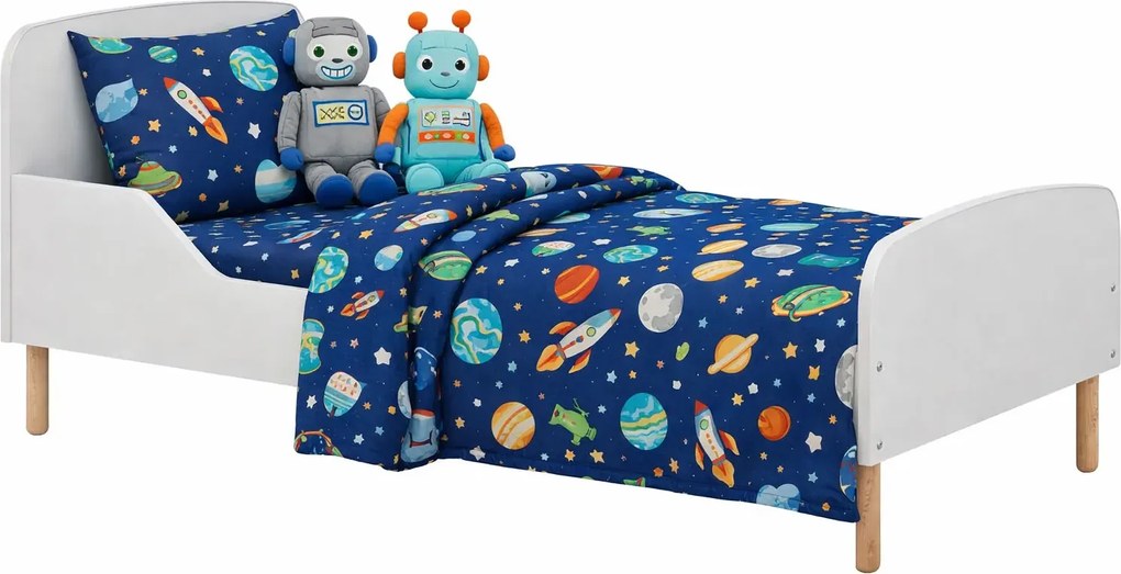 Białe łóżko dziecięce z materacem 90x180 cm F0-L89