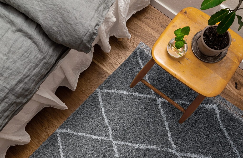 Dywan shaggy Blake romby szare 155 cm x 230 cm