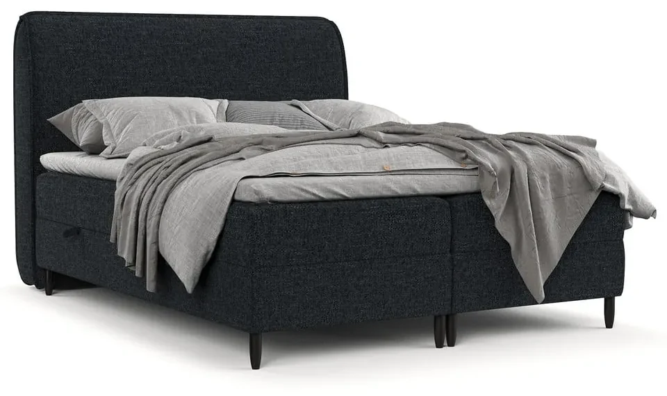 Czarne łóżko boxspring ze schowkiem 160x200 cm Melba – Maison de Rêve