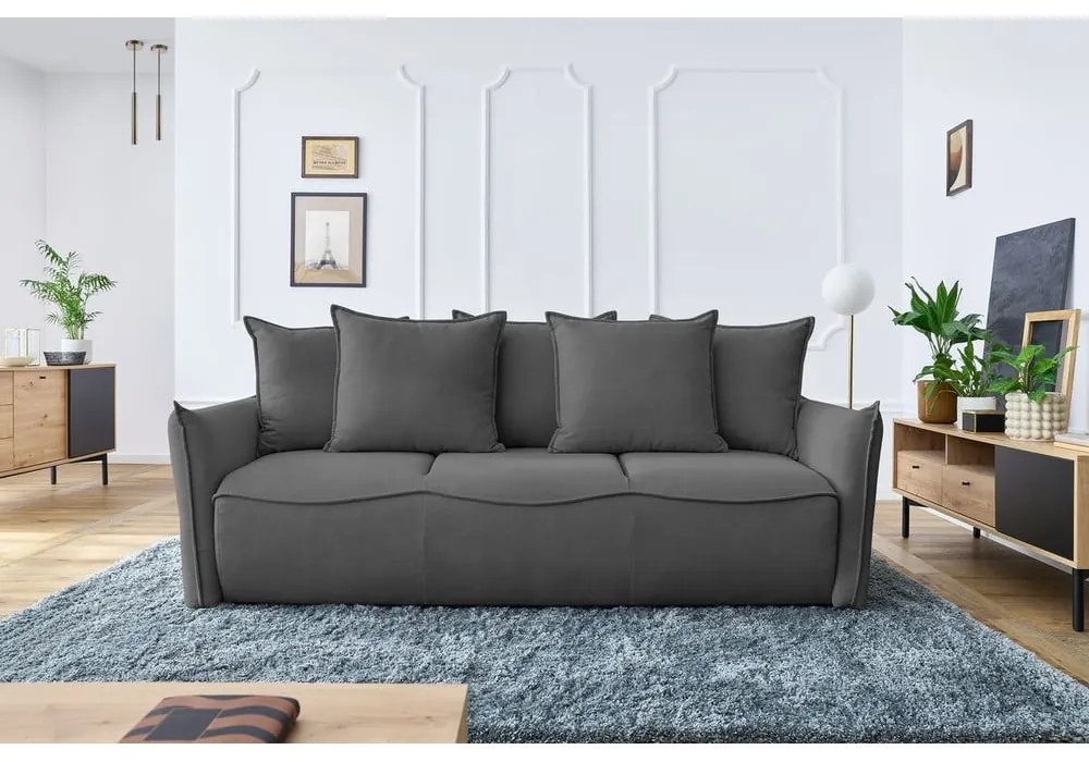 Ciemnoszara rozkładana sofa 226 cm Leon – Bobochic Paris