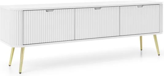 ZURI Szafka RTV-168 biała | złote nogi