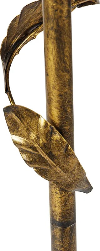 Złota lampa podłogowa z abażurem w kształcie liści i złotym wnętrzem 50 cm - Linden