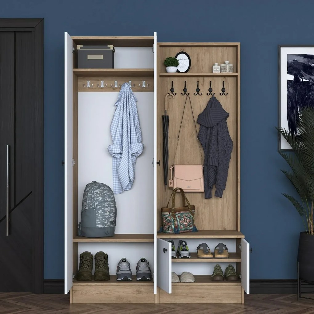 Zestaw do przedpokoju Pone White and Walnut I