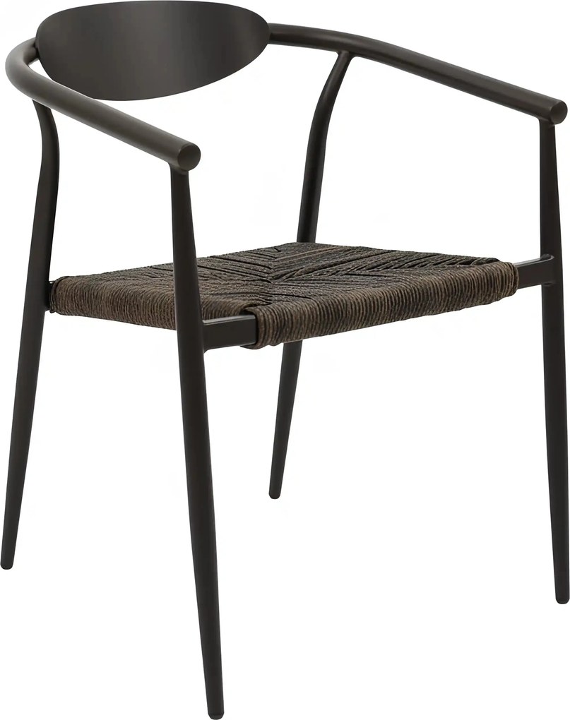 Krzesło Ogrodowe Ciemny brąz 56x61x75 cm Aluminium Plecione Brązowe Sznurki