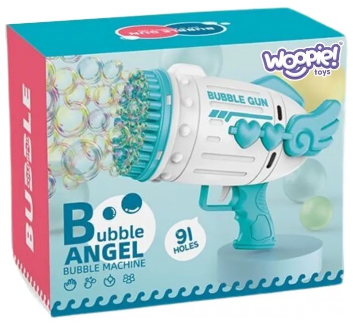 Woopie pistolet do robienia baniek mydlanych 91 otworów niebieski