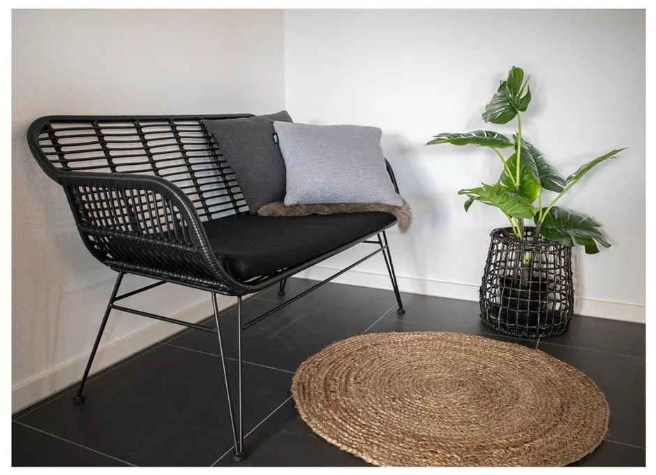 Czarna sofa ogrodowa ze sztucznego rattanu House Nordic Trieste