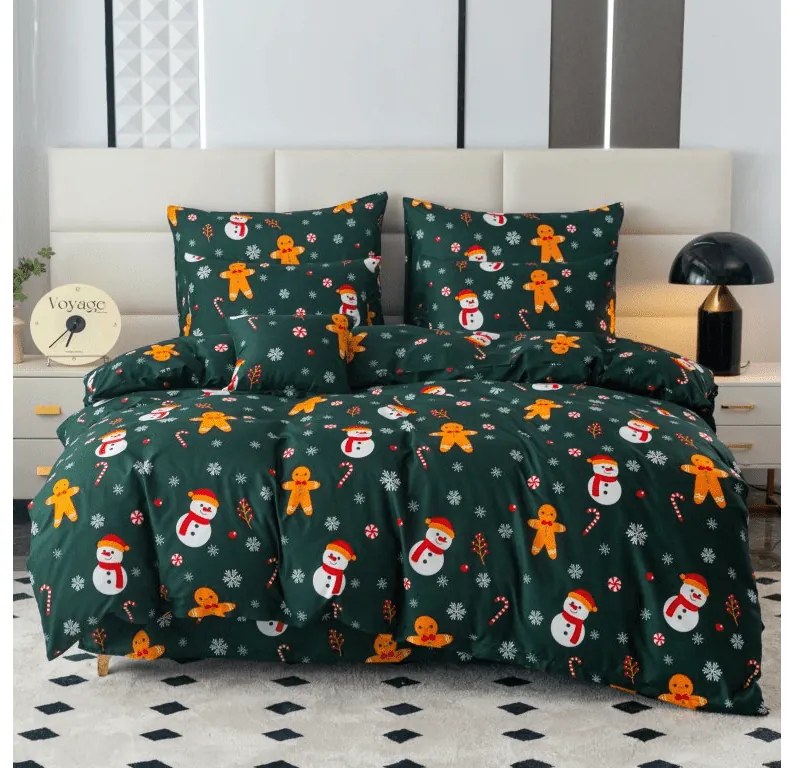 PrzytulneMieszkanie.pl PrzytulneMieszkanie.pl Flanelowa pościel z mikrofibry BAŁWANEK I PIERNICZEK zielona Rozmiar pościeli: 2 szt 70 x 90 cm | 200 x 220 cm