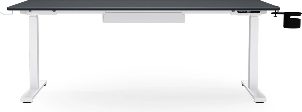 Biurko elektryczne z regulacją wysokości ergonomiczne biało-antracytowe,1600x800 mm: ARIA