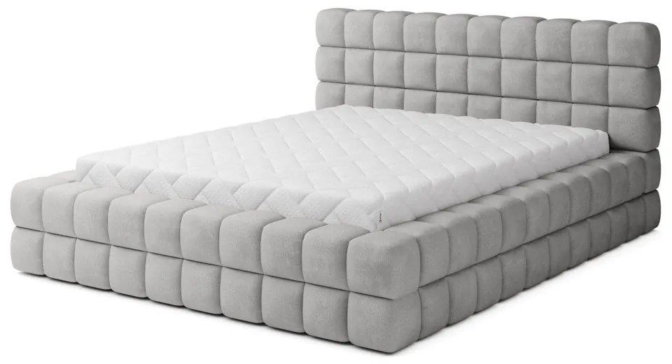 Szare tapicerowane łóżko dwuosobowe ze schowkiem ze stelażem 140x200 cm Dizzle – ELTAP