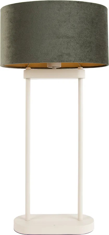 Lampa stołowa beżowa z zielonym owalnym kloszem i złotym wnętrzem 35 cm - Thijmen