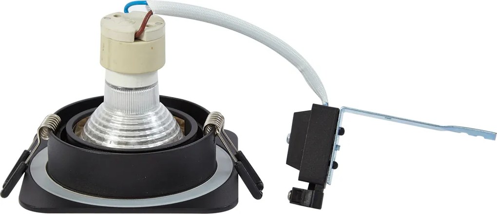 Zestaw 6 okrągłych, wpuszczanych reflektorów czarnych GU10 50 mm, obrotowych i odchylanych IP44 - Alberto