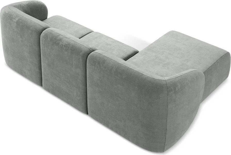 Szary narożnik z tkaniny szenilowej (lewostronny/z szezlongiem) Lani – Makamii