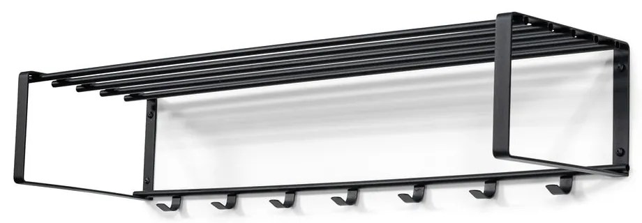 Czarny metalowy wieszak ścienny z półką 100 cm Rex – Spinder Design