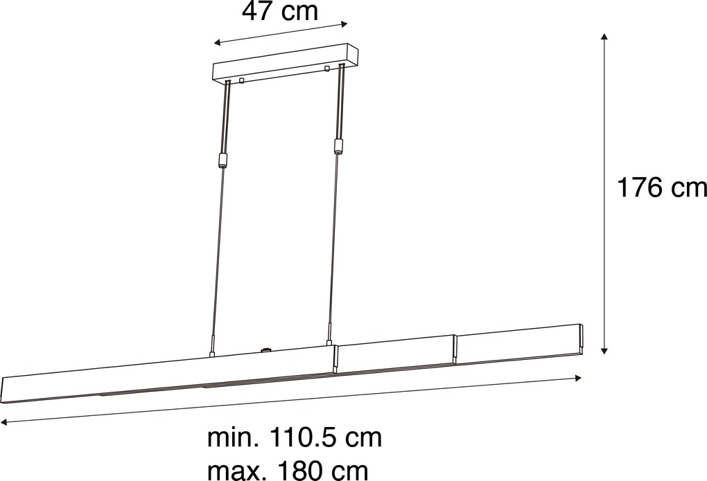 Regulowana lampa wisząca, ciemny brąz, z wbudowanym ściemnianym LED - Lamba