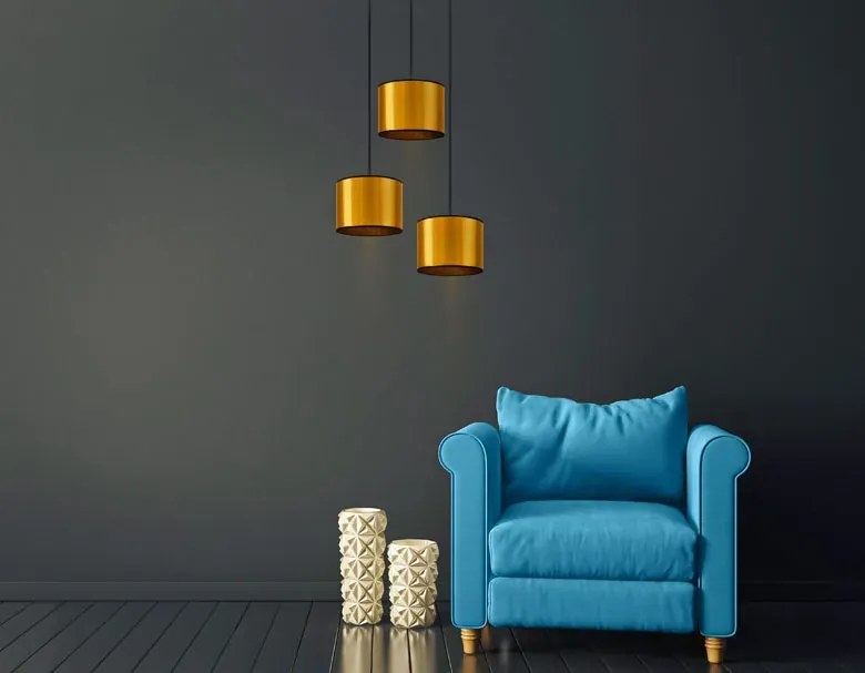 Złota okrągła lampa wisząca potrójna - 4X EX453 B2-S91
