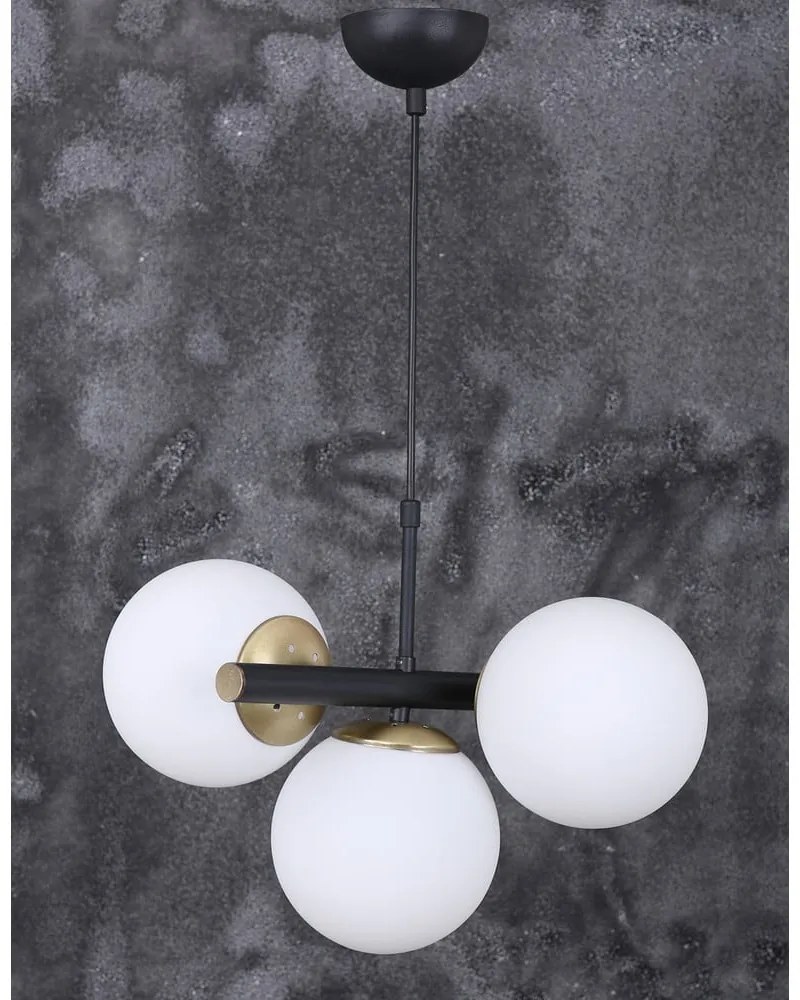 Biało-czarna lampa wisząca ze szklanym kloszem ø 15 cm Cascade – Squid Lighting