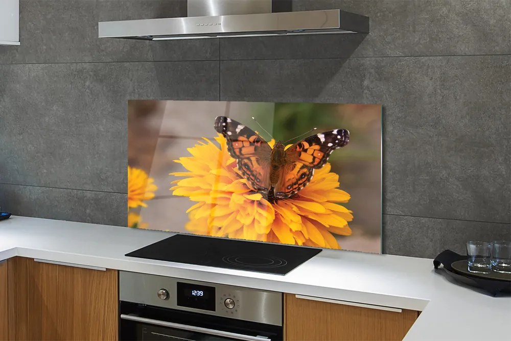 Panel szklany do Kuchni Barwny Motyl w Zbliżeniu