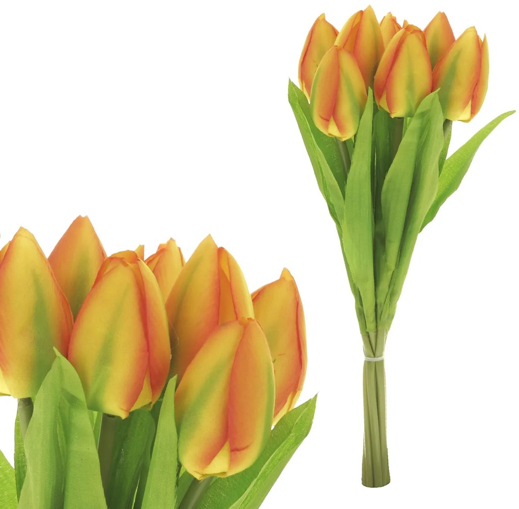 Sztuczny bukiet tulipanów 7 kwiatów, żółty, 15 x15 x 35 cm