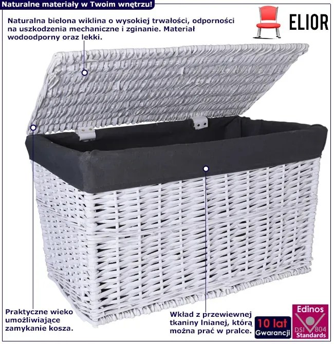 Biało Szary Kufer Z Lnianym Wkładem T1-Z40