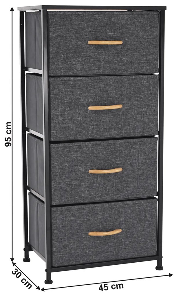 Komoda z szufladami z tkaniny PALMERA, czarny