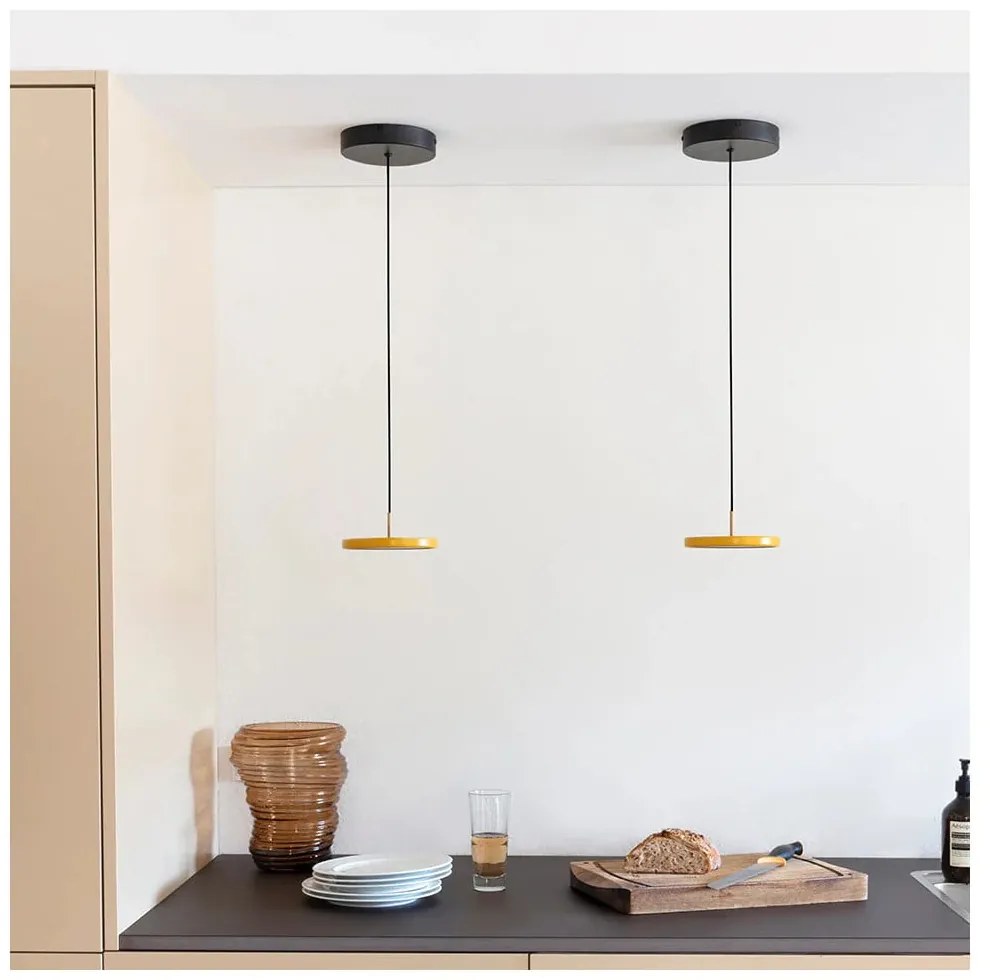 Lampa wisząca LED w kolorze ochry z metalowym kloszem ø 15 cm Asteria Micro – UMAGE