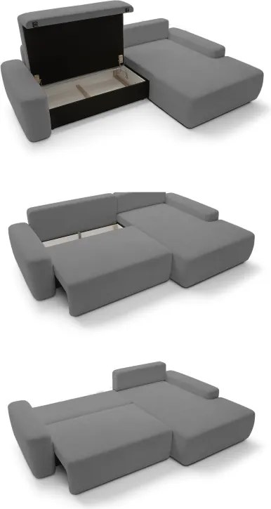 Narożnik BOULI Lewostronny z Elektryczną Regulacją wolnostojący tkanina Raven 10 Szary DOMO HOME