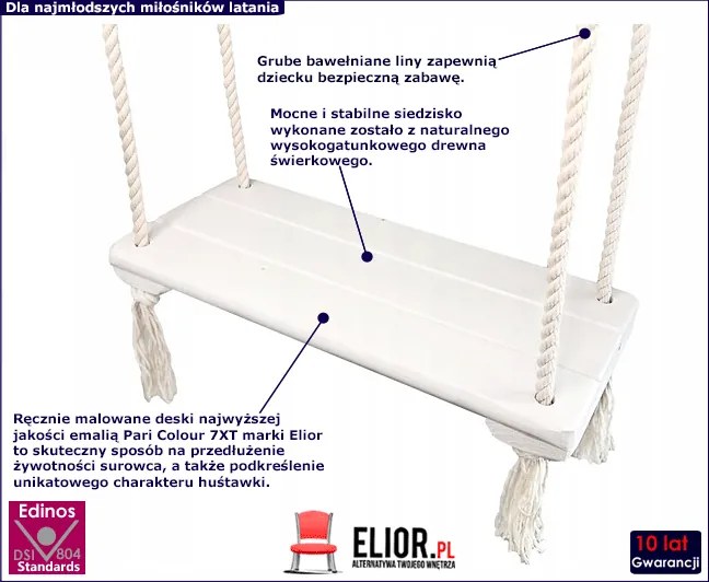 Biała huśtawka dla dzieci N5-G48
