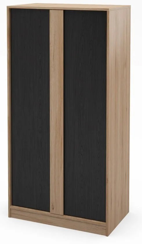 Czarno-naturalna szafa w dekorze dębu 90x180x53 cm Dennis – Marckeric